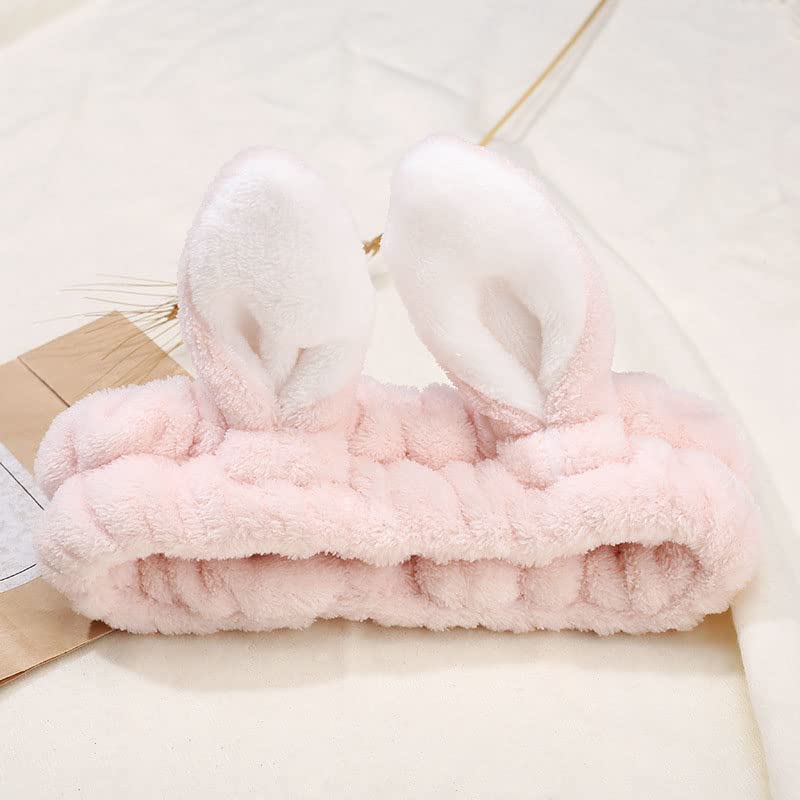 JOYOYO 3 Pcs Spa Headbands Bunny Ears Hair Bands Makeup Headbands Coral Fleece Elastic Headband Bath Shower Head Wraps for Women Girls Washing Face Shower Sports Beauty Skincare - Image 3