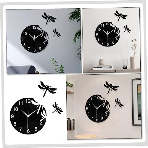 Horloge murale acrylique silencieuse avec libellule pour salon
