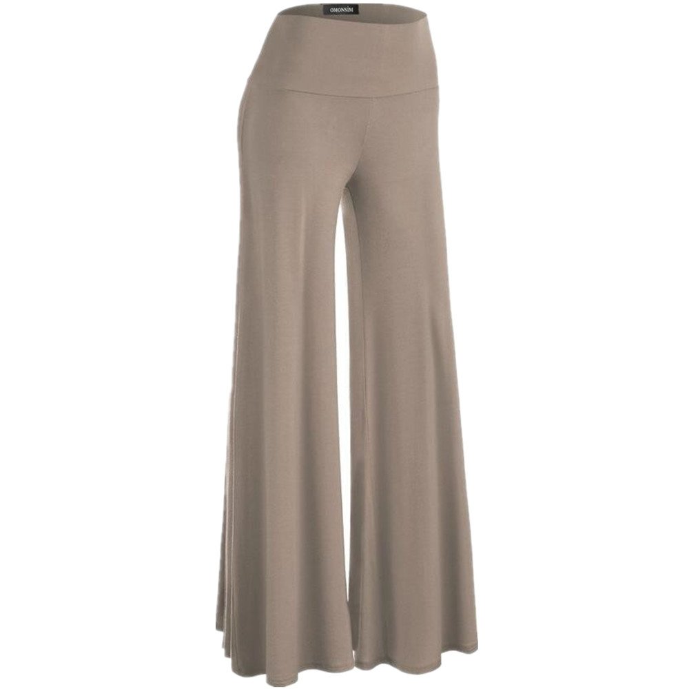 Womens Solid Palazzo Pants High Waist Wide Leg Pants Stretchy Pants