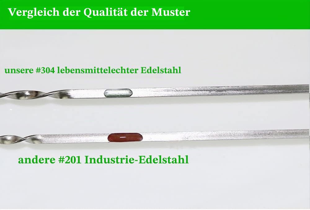 Flach Metall Grillen Spieße 304 breitere Dickere Edelstahl wiederverwendbar BBQ Sticks Barbecue Spieße 35,6 cm 0,4 cm 0,1 cm (24 Stück)