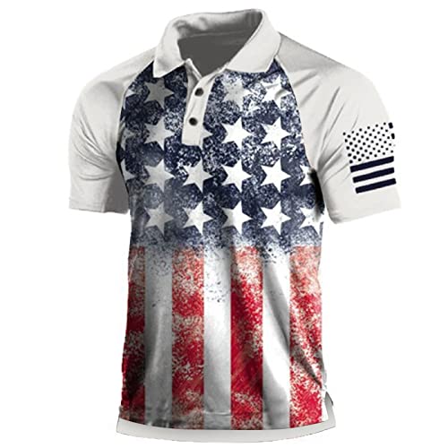 T Shirts Men Men's Usa Patriotic Hawaiian Shirt American Flag Casual Button Down Short Sleeve Shirt Usa Flag Aloha Beach Shirts A008 #TOP1