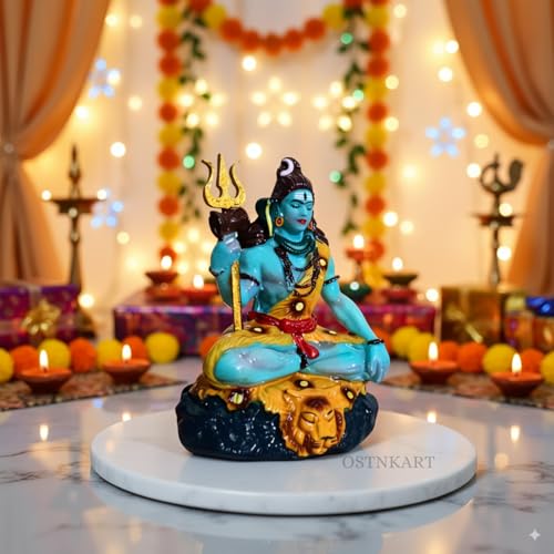 Image of Shiva Statue for Car Dashboard & Home Decor | 3.5 Inch Resin Shiv Ji Idol for Pooja Room, Living Room, Office, Spiritual Showpiece & Gift (7x5x9 cm)