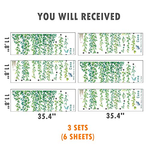 Rofarso Hanging String Of Pearls Vine Leaves Green Plants Wall Stickers Removable Pvc Wall Decals Peel And Stick Decorations Decor For Teens Boys Girls Bedroom Living Room Murals (3 Sets) #TOP5