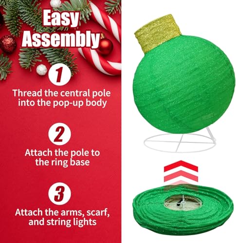 Giant Lighted Pop-Up Christmas Ornaments for Outdoor Display, 3-Piece Holiday Ball Decorations with 240 LEDs, Red/Green/Blue for Yard or Lawn by YOTNUS - Image 4