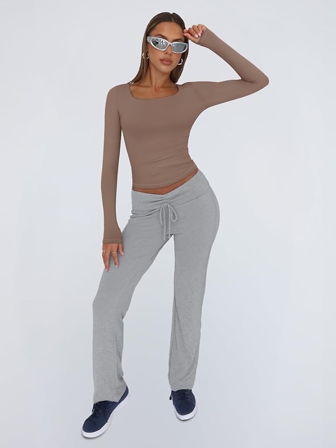 Trendy Queen Long Sleeve Shirts Crop Tops