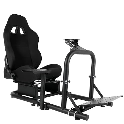 Miniatura 2 de Supllueer Soporte de cabina de simulador de carreras, con asiento de carreras para Logitech G25 G27 G29 G920 G923 Thrustmaster T300 T150 Fanatec,