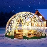 3.6M FT Garten Kuppel Zelt, Geodätische Kuppel Gewächshaus mit PVC-Klar Abdeckung, Garten Bubble Dome Zelt Haus mit 2 x 10M Light Strings für Outdoor, Patio (Green Edge, 3.6M x 3.6M x 2.2M