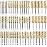 Acellegic 60 Pcs Bore Brush Bulk for Drill Stainless Steel Wire Tube Cleaning Brushes with 1/4' Hex Shank Copper Pipe Cleaner for Rust Removal 8/9/10/11/12/13/14/15/16/17/18/19mm(Yellow)