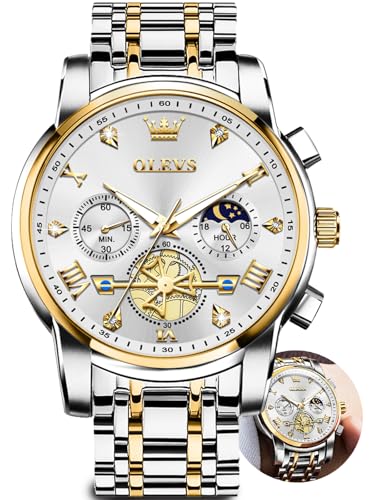 Image of OLEVS Watches for Men Luxury Dress Stainless Steel Waterproof Chronograph