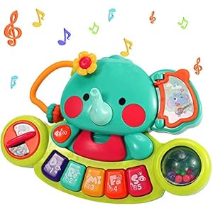 EARSOON Elektronisches Klavier für Kleinkinder, Elefanten-Musiktastatur mit Sounds und Leuchtspielzeug, multifunktionales Musik-Aktivitätszentrum, Geschenk