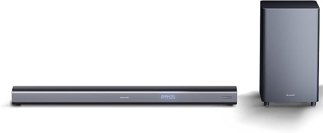 SHARP HT-SBW460 3.1 Soundbar, 440W Dolby Atmos Soundbar with Subwoofer for TV with Wireless Bluetooth, Surround Sound, 4K Pass-Through, Aux, HDMI ARC /CEC & USB Playback, Table Top Sound Bar -Black