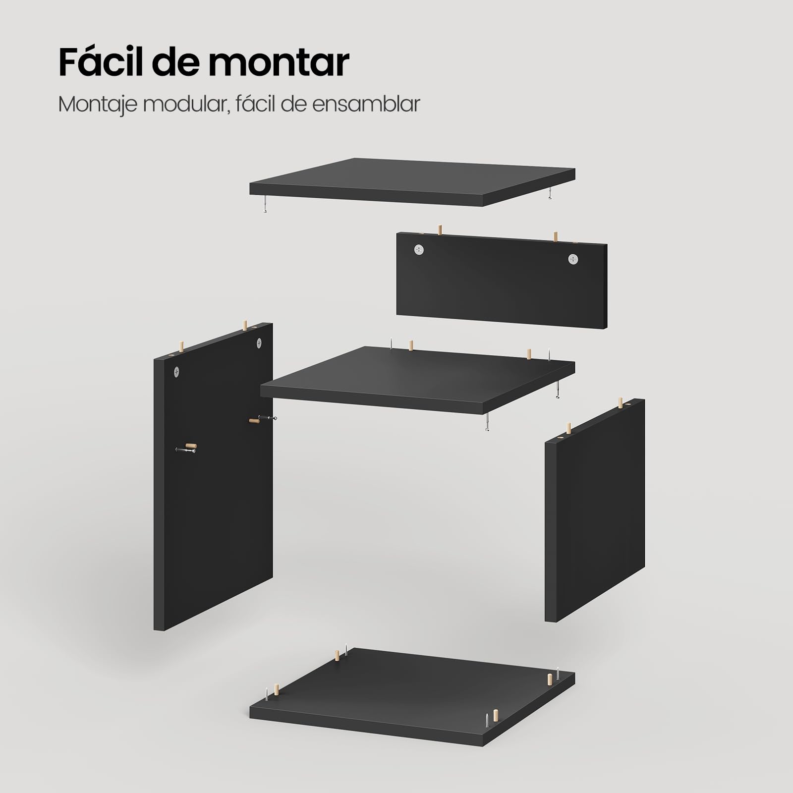 EUGAD Mesita de Noche Pequeña Negra con Compartimentos Abiertos, 35x35x41,5 cm, Mesilla Moderna para Dormitorio Pequeño, Cama y Sofá Salón, 0006CTG