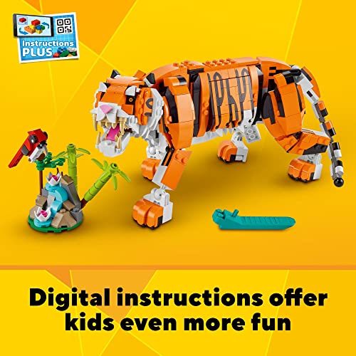 LEGO Creator 3-in-1 Majestic Tiger Set: Builds Tiger, Panda, or Koi Fish - Collectible Toy for Kids Ages 9+ (31129)