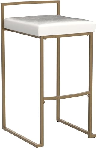 Miniatura 6 de Crosley Furniture Harlowe - Juego de 2 taburetes tapizados, color crema y dorado