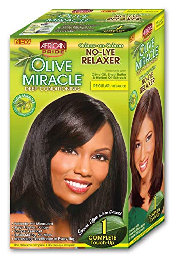 African Pride Olive Miracle Deep Conditioning No-Lye Relaxer - Regular Kit - 1 Complete Touch-Up by African Pride