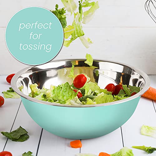 Image of WHYSKO Stainless Steel Mixing Bowls Set, 5-Piece Meal Prep & Food Storage | .75, 1.5, 3, 4 & 5 Quart Metal Mixing Bowls Set for Prep, Serving, Baking & Food Storage, Ecofriendly, Dishwasher Safe, Blue