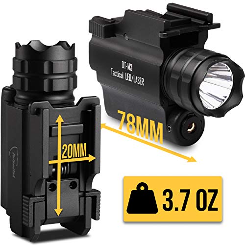 DefendTek DT-M3 Rechargeable Rail Mounted Green Laser Sight Combo Tactical LED Rail Mount Gun Flashlight with Quick Release 5mW 650nm Laser - Thumbnail 7