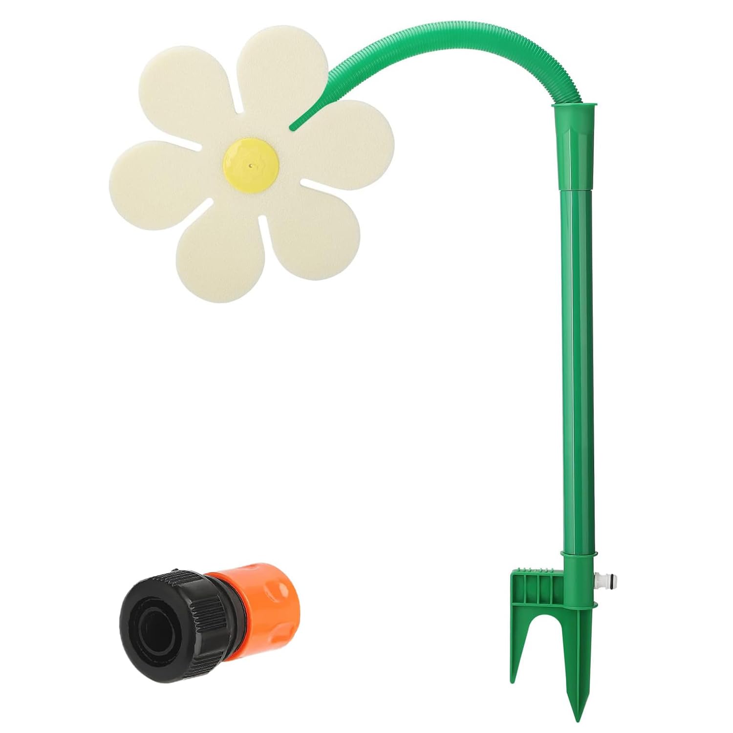 Crazy Daisy Sprinkler, Funny Garden Water Sprinkler with 1/2'' Adapter, 720° Rotating Sunflower Sprinkler for Yard, Lawn & Garden Irrigation (White)
