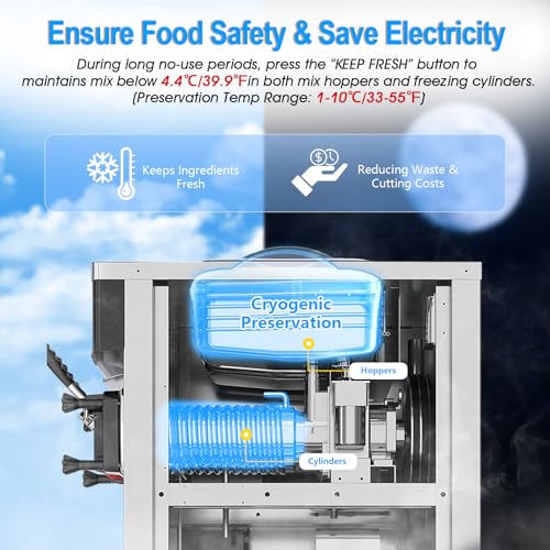 GSE Eismaschine Gastronomie 28L/Std. vorkühlend 2800W Speiseeisbereiter 16L Edelstahl Behälter Softeismaschine selbstkühlend Eiscreme Maschine mit Kompressor Eisbereiter für Zuhause Eisdiele Gastro – Bild 3