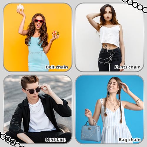 Jadive 5 Pieces Chain Belt Jeans Pants Pocket Waist Multi-Layer Hip Hop Metal Wallet Chain for Men Women2