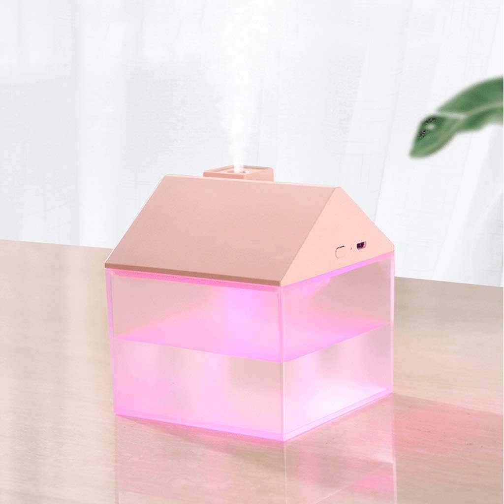 Humidifiers Mini humidifier Small Rechargeable Dormitory Student Office Desktop House Portable humidification Fresh Little House Three-in-one(Pink)