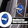 X AUTOHAUX 4 Pcs Stainless Steel Car Door Lock Latches Cover Protector Cap Blue #1