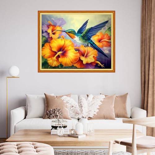 Image of Findvoor Stamped Cross Stitch Kits for Beginner Embroidery Kits for Beginners Adults DIY 11CT Cross Stitch Patterns Needlepoint Kits Crossstitching Kits-Hummingbirds 16x20 inch