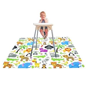 Paw Legend Washable Highchair Splat Floor Mat- Anti-Slip Silicone Spot Splash Mess Mat(53” X 53”)-Food Catcher Art…