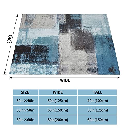 Grey Blue Abstract Soft Flannel Fleece Blanket Breathable Throw Blanket Halloween Chirstmas Days Rustic Cozy Blanket For Couch Sofa Bed Living Room Suitable For All Season 50X60 Inch #TOP3