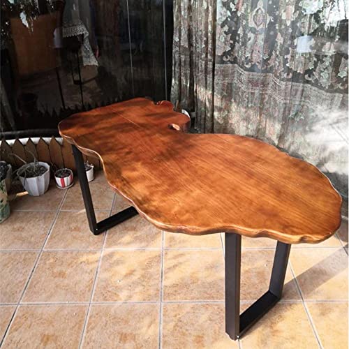 Litfad Modern Live Edge Coffee Table Geometric Red Wood Sled Cocktail Table Simple Living Room Table - 55.1" L X 27.6" W X 18" H #TOP3