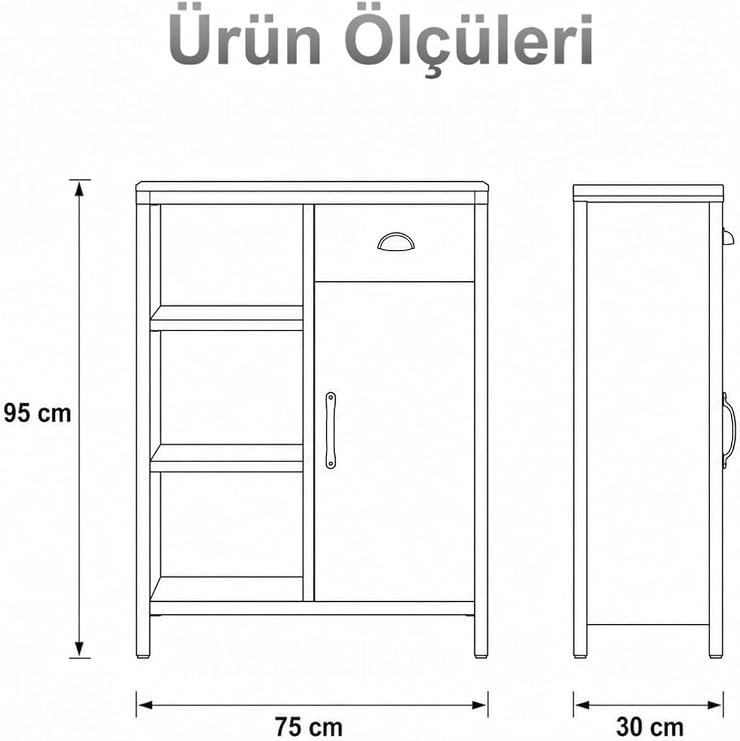 Rex Kahve Köşesi Dolabı Mutfak Rafı Çok Amaçlı Mutfak Standı Bangosu Mikrodalga Fırın Dolabı Çekmeceli Kapaklı Kavanoz Rafı Beyaz