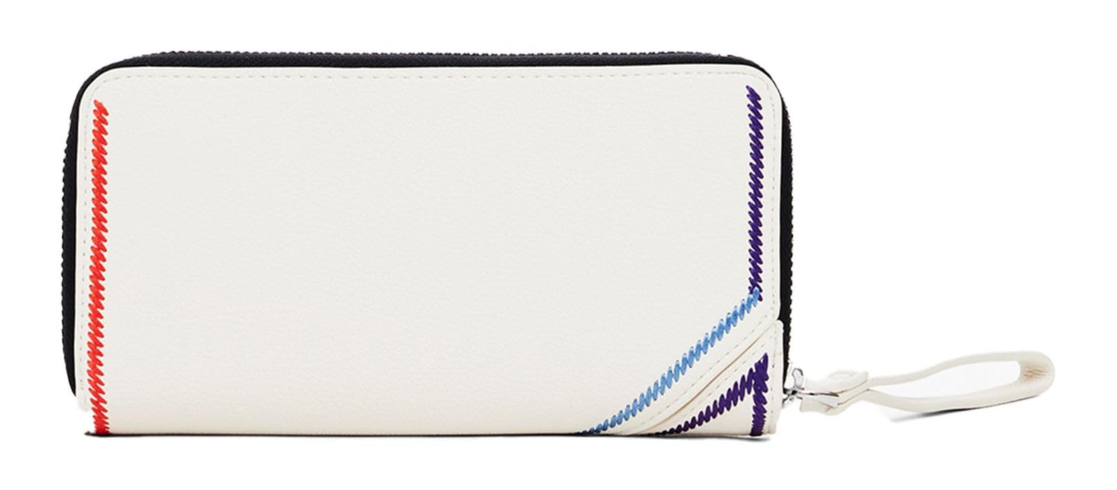 Desigual Cartera Grande troquelada, Blanco, Talla única, Accessories - Cartera Larga de Poliuretano