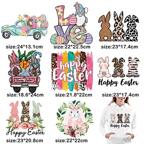 Griart 8Pcs Easter Bunny Iron On Transfers Cute Rabbit Patches Decals Appliques Iron On Transfers For T-Shirts Iron On Decals Heat Transfer Sticker For Clothes Bag Pillow Covers Diy Decorations #TOP5
