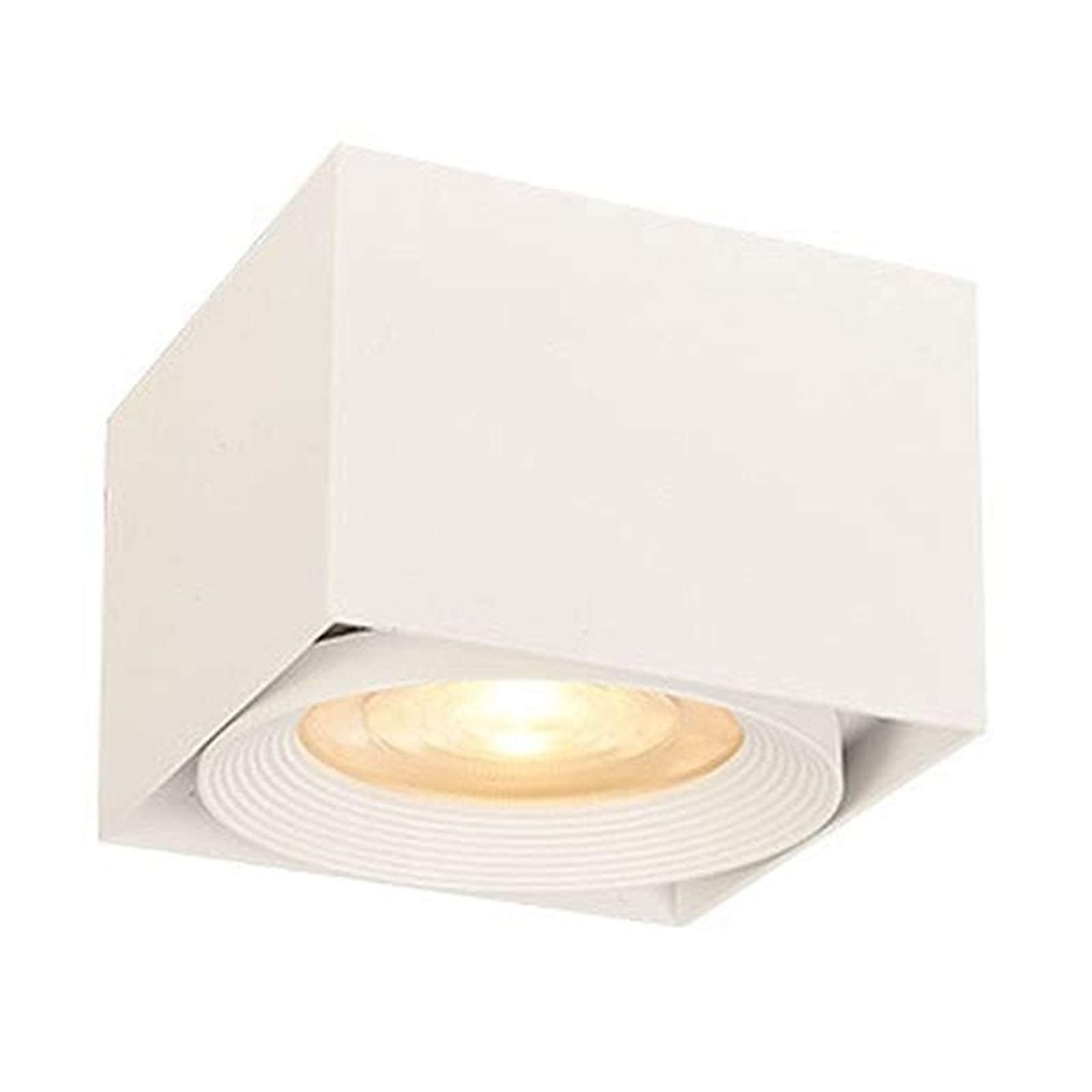 KHUKHU Square Spotlight Surface Mounted Accent Spot Light, 12W Gallery Ceiling Light Fixture, Aluminum Housing Ceiling Spot Light, Commercial Ceiling Spotlights(White-6000K)