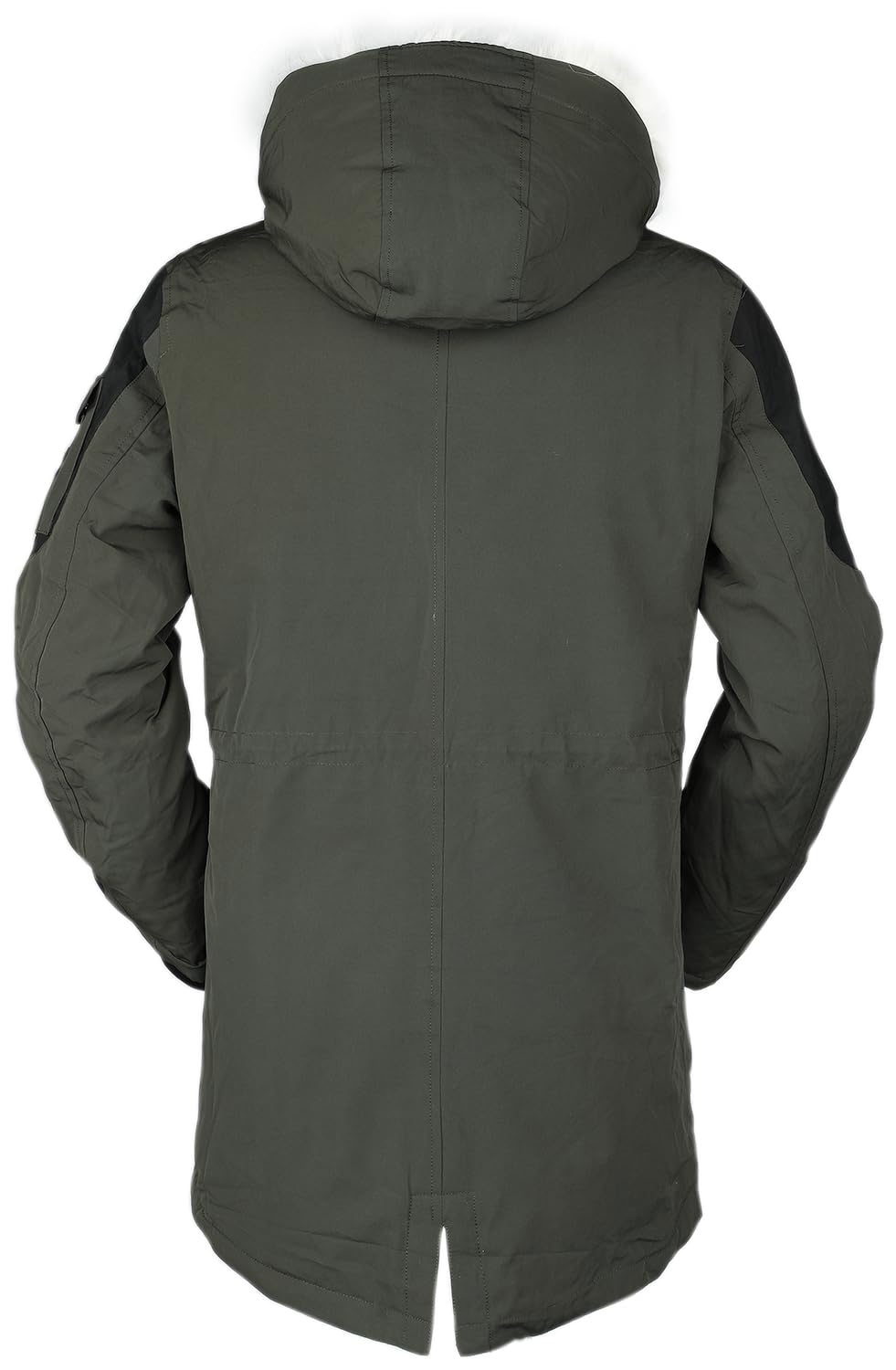 Black Premium by EMP Hombre Chaqueta de invierno verde oliva con cuello de piel sintética