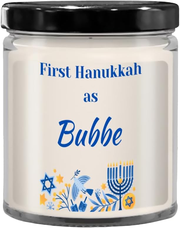 First Hanukkah as Bubbe Candle, Candles with Text, Birthday Gift, Hanukkah Gift, Holiday, Menorah