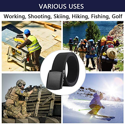 Image of LionVII Men's Nylon Belts - Breathable Webbing Canvas Belt with Plastic Buckle, Adjustable Trim to Fit 28-49 inch Waist
