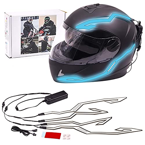Motorcycle Helmet Light, Night Riding Signal Helmet EL Light, 3 Mode Led Helmet Accessories Light Strip Iceblue