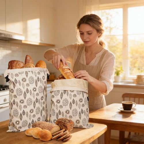 Bolsa de almacenamiento de pan de algodón para evitar el pan duro y el moho en casa 7