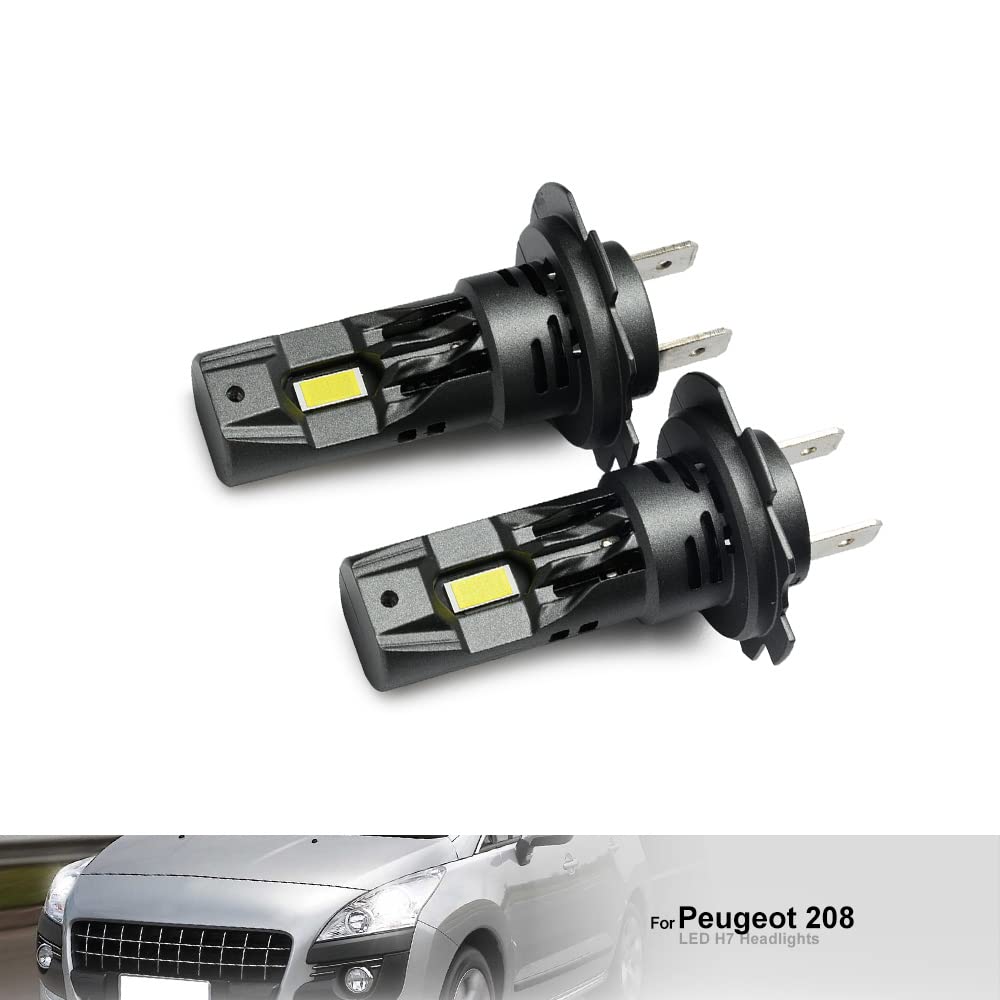 H7 LED Phare Ampoules pour Peug.eot 207 208 2008 308 3008 206 408 4008 5008 H7 LED ampoules pour voitures Peug.eot 208 Low Beam 6500K Blanc LED Phare H7 Mini Taille