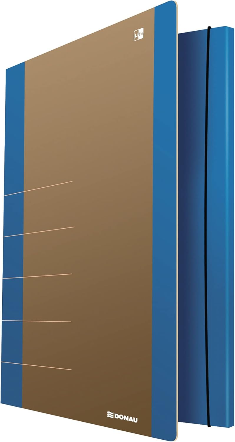 Donau Life 2060001FSC-10 Folder with Elastic Band Cardboard/Cardboard Grammage 500 g/m² with 3 Flaps DIN A4 Blue FSC® Certified
