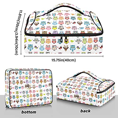 Alaza Insulated Casserole Carrier, Set Of Color Cartoon Owls And Birds Lunch Bag For Potluck Parties, Picnic And Cookouts #TOP2