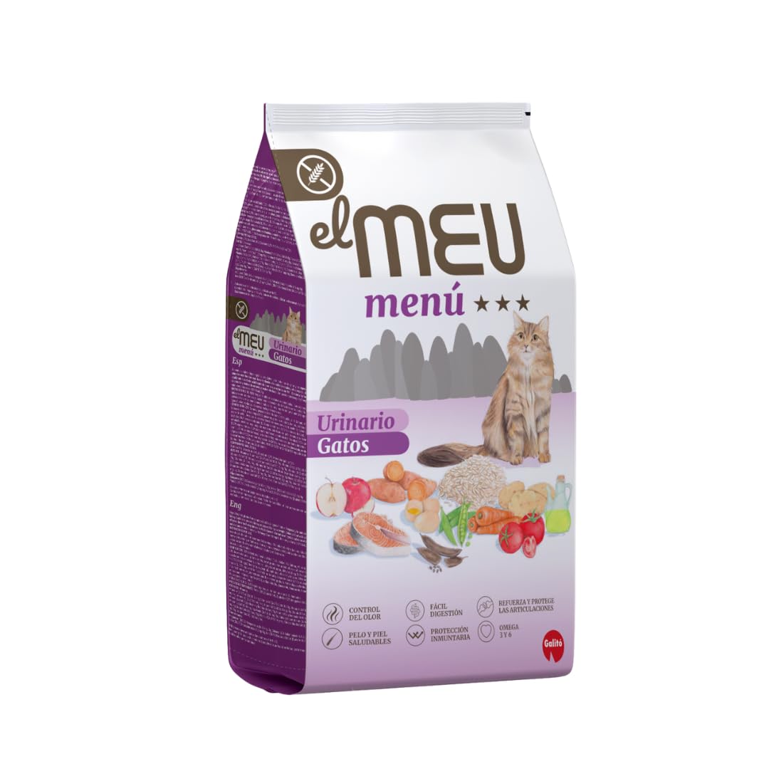 El MEU Menú Pienso Natural Urinario para Gatos de Salmon y Pollo – Comida Seca Alta en Proteina – Control Urinario, Digestión Fácil y Nutrición Completa – Producto Nacional 100%