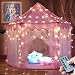 Windpnn Kids Play Tent, Pink Princess Castle Play House, Large Light up Playhouse w/ Remote LED Twinkle Star Light, Top Toy Gift Ideas Girls/Boys/Toddlers/Baby (55"x54")