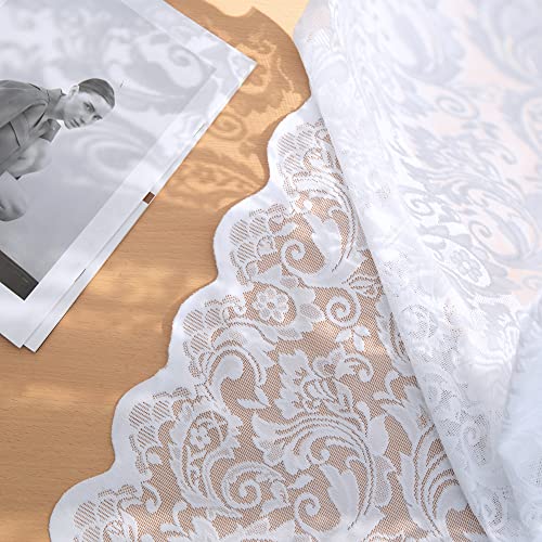 Aligogo White Lace Curtains 84 Inches Long-Vintage Floral Luxury Lace Sheer Curtains For Living Room 2 Panels Rod Pocket 52 W X 84 L Inch,White #TOP3