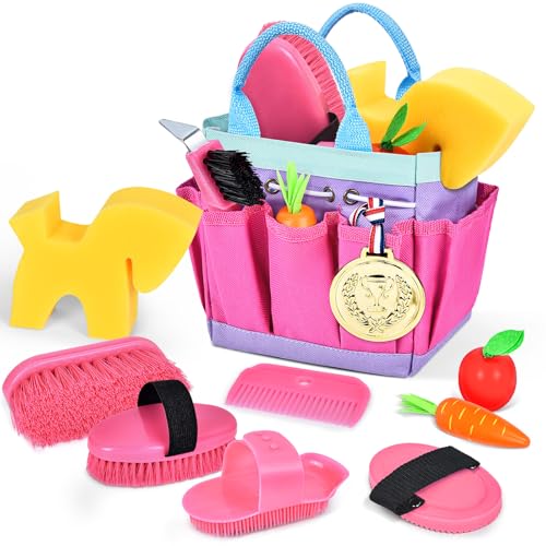 Joellfuner Set de Pansage Cheval, Jouet Accessoires Cheval pour Enfants,