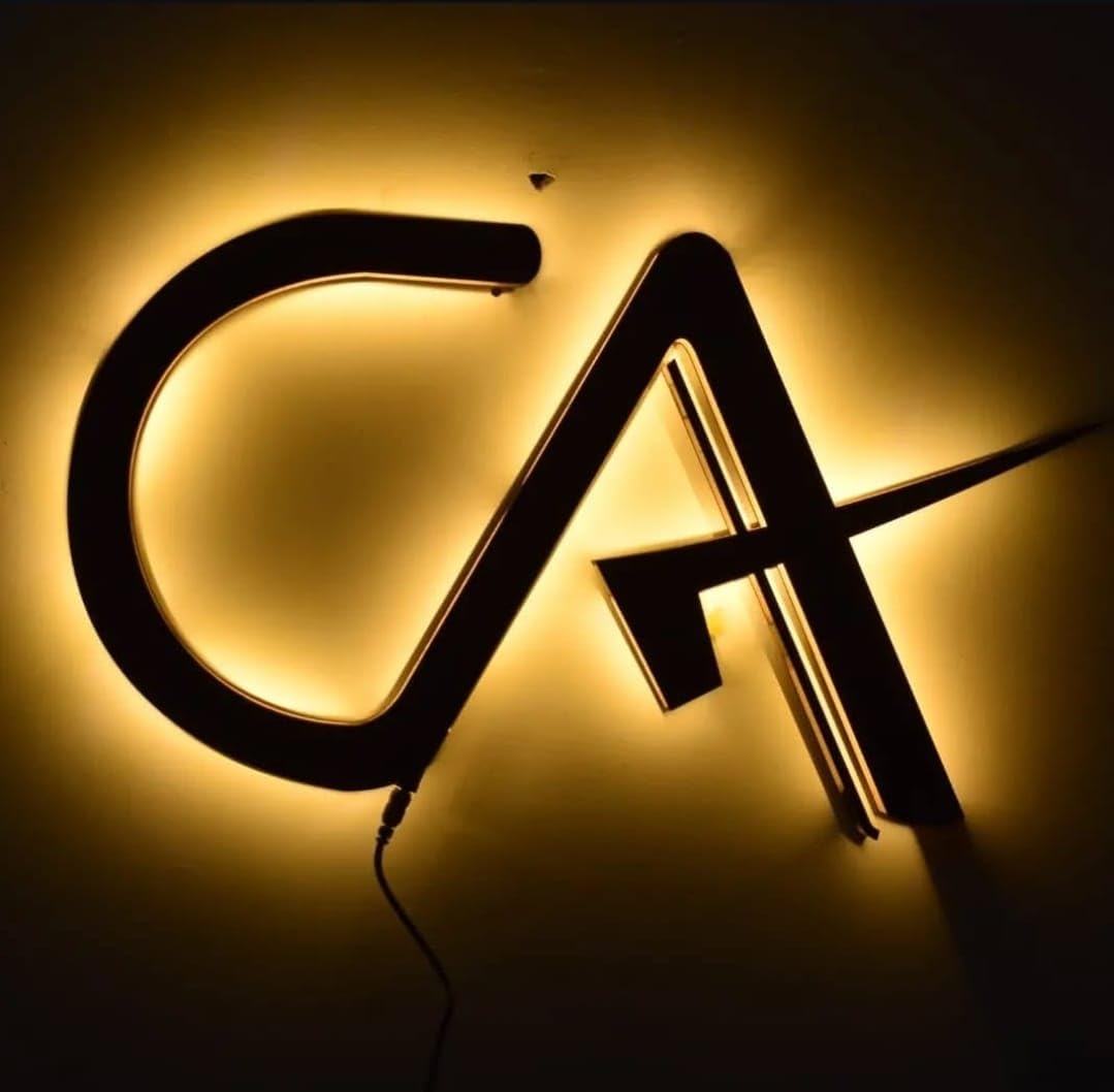 LED Backlit CA Logo Sign, 3D Wooden Illuminated Wall Decor for Office and Study Room, Professional Chartered Accountant Glow Board-image-27