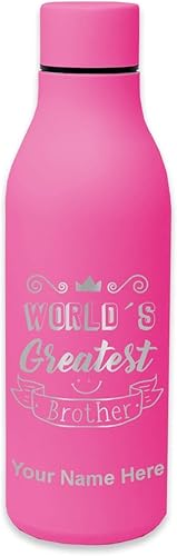 Miniatura 13 de LaserGram Botella de agua de acero inoxidable de doble pared, el hermano más grande del mundo, grabado personalizado incluido Azul