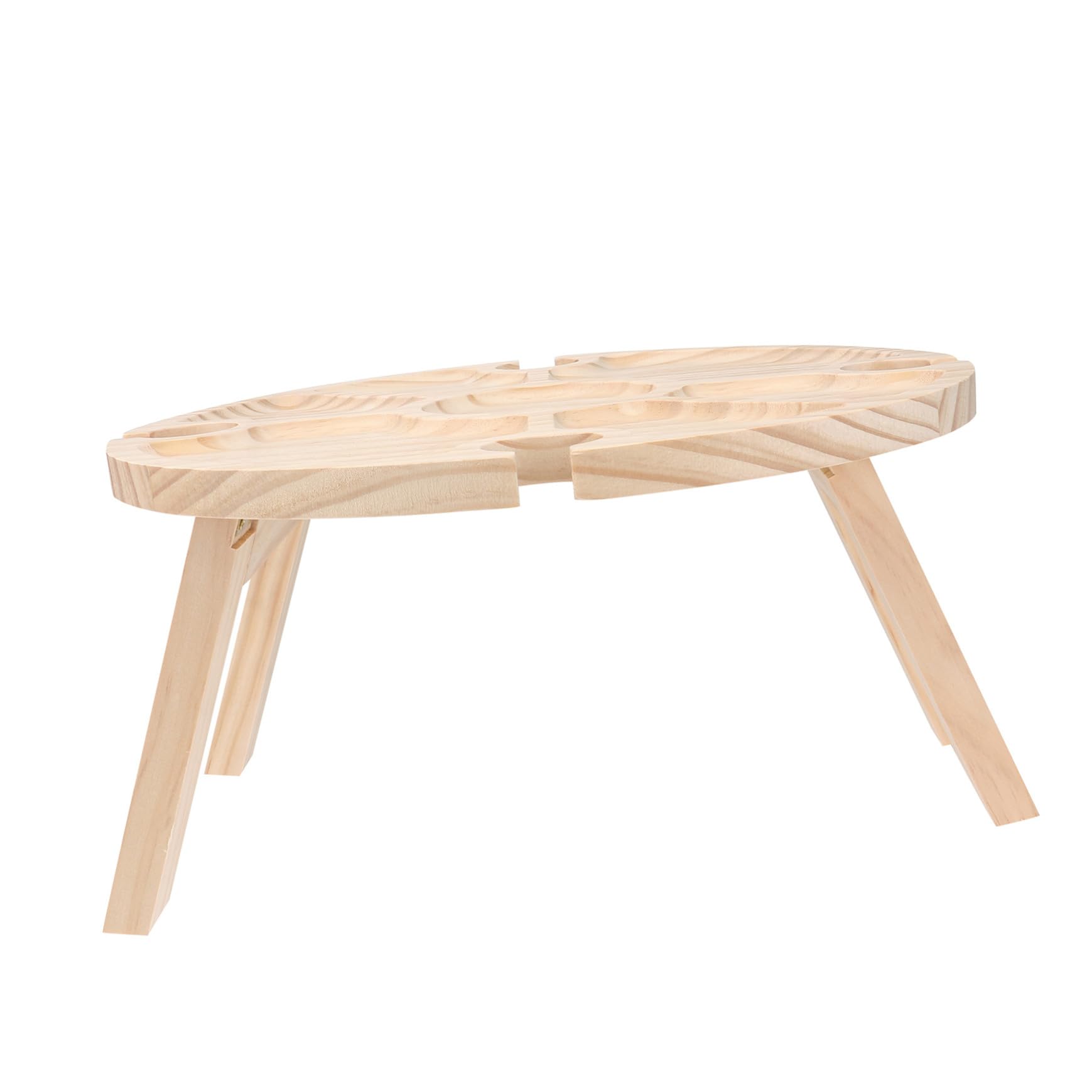 Table pliante en bois camping extérieure compacte ronde kaki