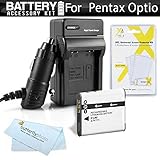 Battery And Charger Kit For Pentax Optio WG-1, WG-2, WG-3, WG-3 GPS, Ricoh WG-4 GPS, WG-4, WG-30, WG-30W, WG-5 GPS Waterproof Digital Camera Includes Replacement D-LI92 Battery + Ac/Dc Charger ++